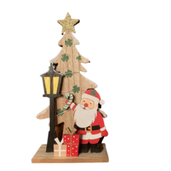 SANTA BY LAMPOST AND SHAMROCK TREE DECOR